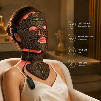 7-Color Red Light Therapy Face & Neck Mask with Controller