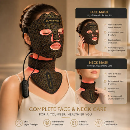 7-Color Red Light Therapy Face & Neck Mask with Controller