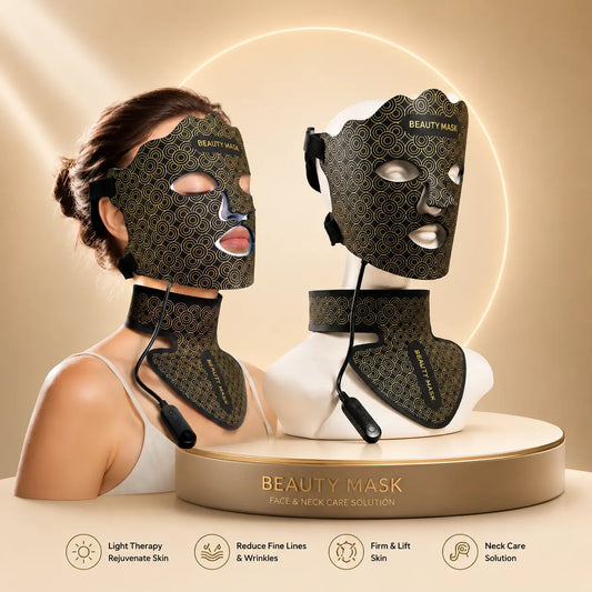 7-Color Red Light Therapy Face & Neck Mask with Controller